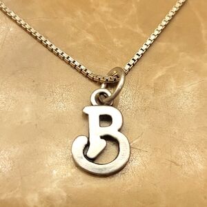 Made in Italy Silver "B" Pendant Charm Necklace